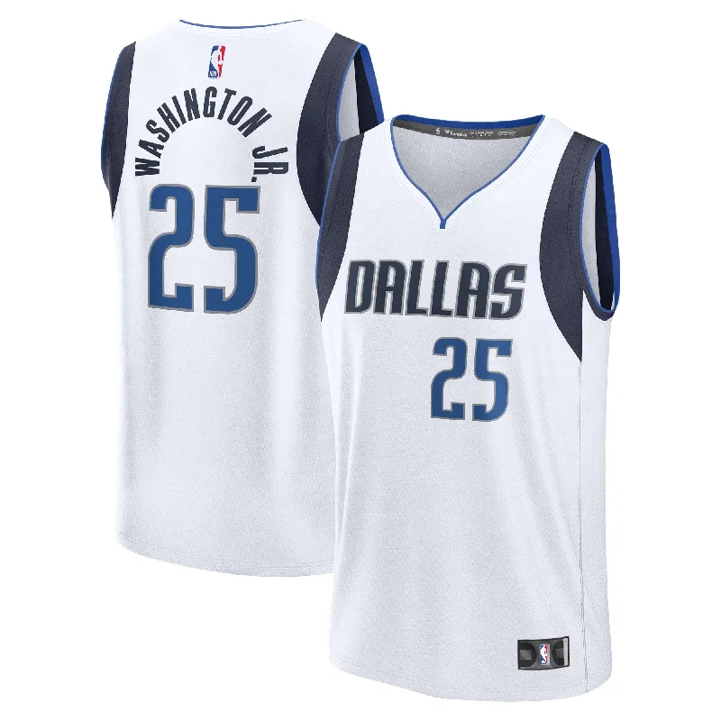 Basketball Jersey For High-Quality Custom Orders-Pj Washington Jr. Dallas Mavericks Branded Fast Break Player Basketball Jersey - Association Edition - White