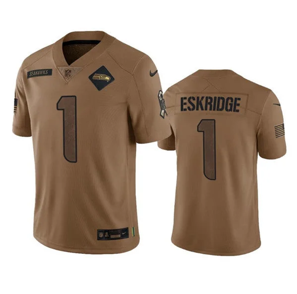 Football Jersey For Youth Team Apparel-Men's Seattle Seahawks #1 Dee Eskridge 2023 Brown Salute To Service Limited Football Stitched Jersey