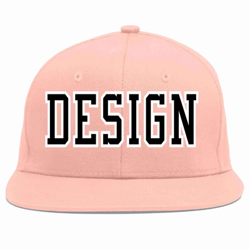 Baseball Cap For Custom School Gear-Custom Pink Black-White Flat Eaves Sport Baseball Cap Design for Men/Women/Youth