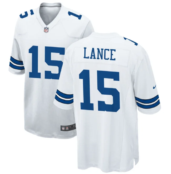 Football Jersey For Official Fan Gear Custom Orders-Men's Dallas Cowboys #15 Trey Lance White Stitched Football Game Jersey