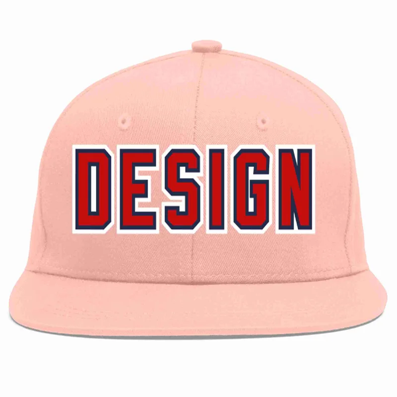 Baseball Cap For Sports Events-Custom Pink Red-Navy Flat Eaves Sport Baseball Cap Design for Men/Women/Youth