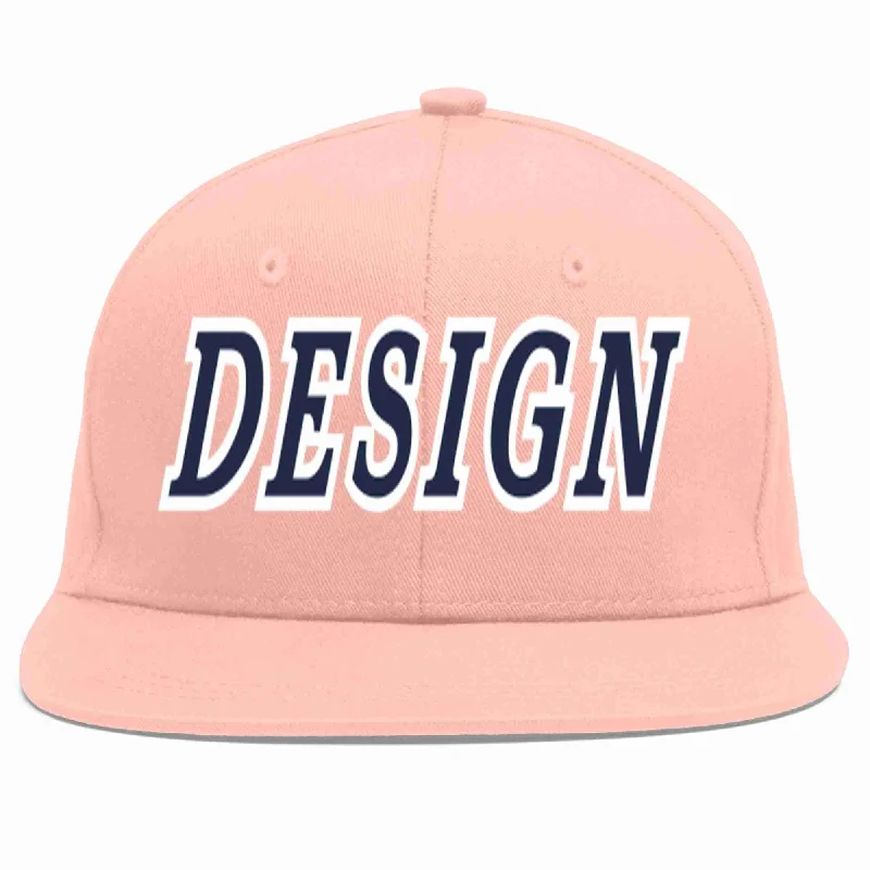 Baseball Cap For High School Custom Orders-Custom Pink Navy-White Flat Eaves Sport Baseball Cap Design for Men/Women/Youth