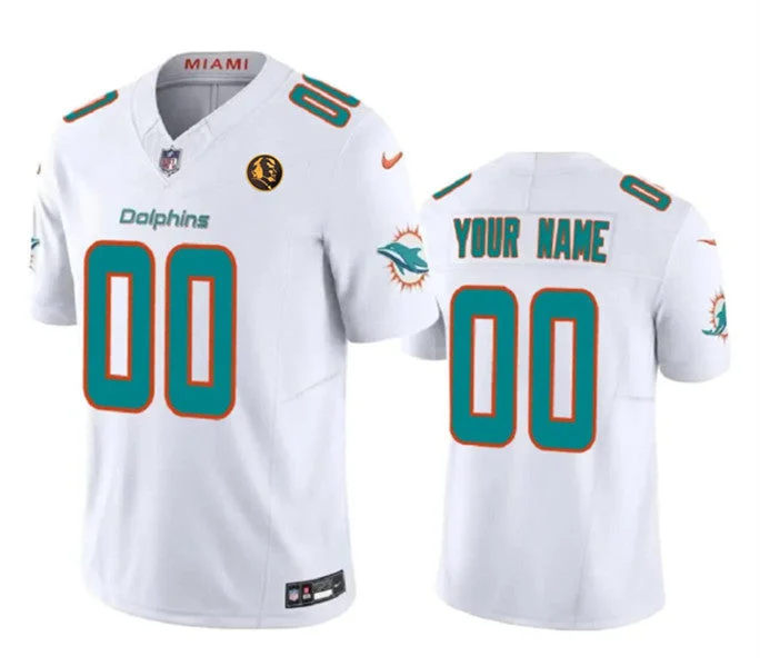 Football Jersey For Personalized Event Merchandise-Men's Miami Dolphins Active Player Custom White 2023 F.U.S.E. With John Madden Patch Vapor Limited Football Stitched Jersey