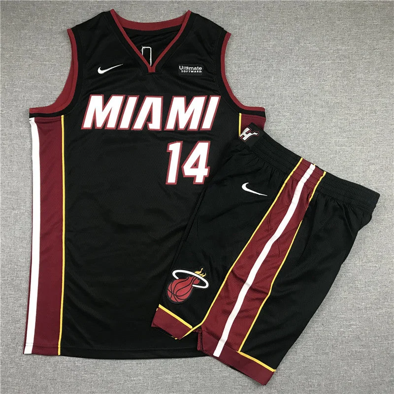 Basketball Jersey For Game Day Supporter Gear-Heat 14 Tyler Herro Black Swingman Basketball Jersey(With Shorts)