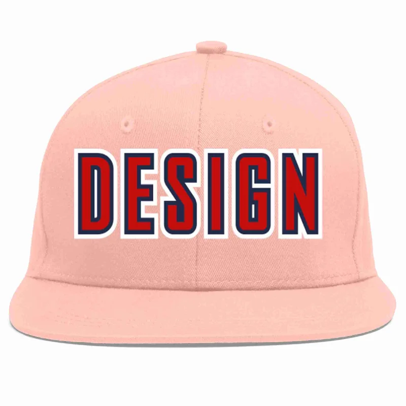 Baseball Cap For Custom Player Orders-Custom Pink Red-Navy Flat Eaves Sport Baseball Cap Design for Men/Women/Youth