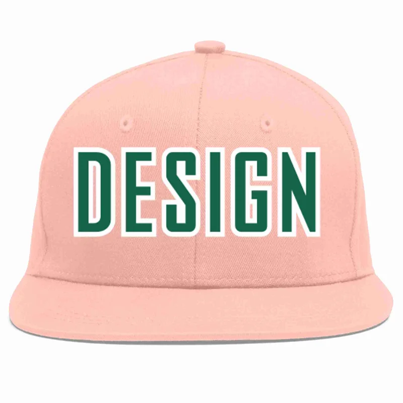 Baseball Cap For Group Custom Orders-Custom Pink Kelly Green-White Flat Eaves Sport Baseball Cap Design for Men/Women/Youth