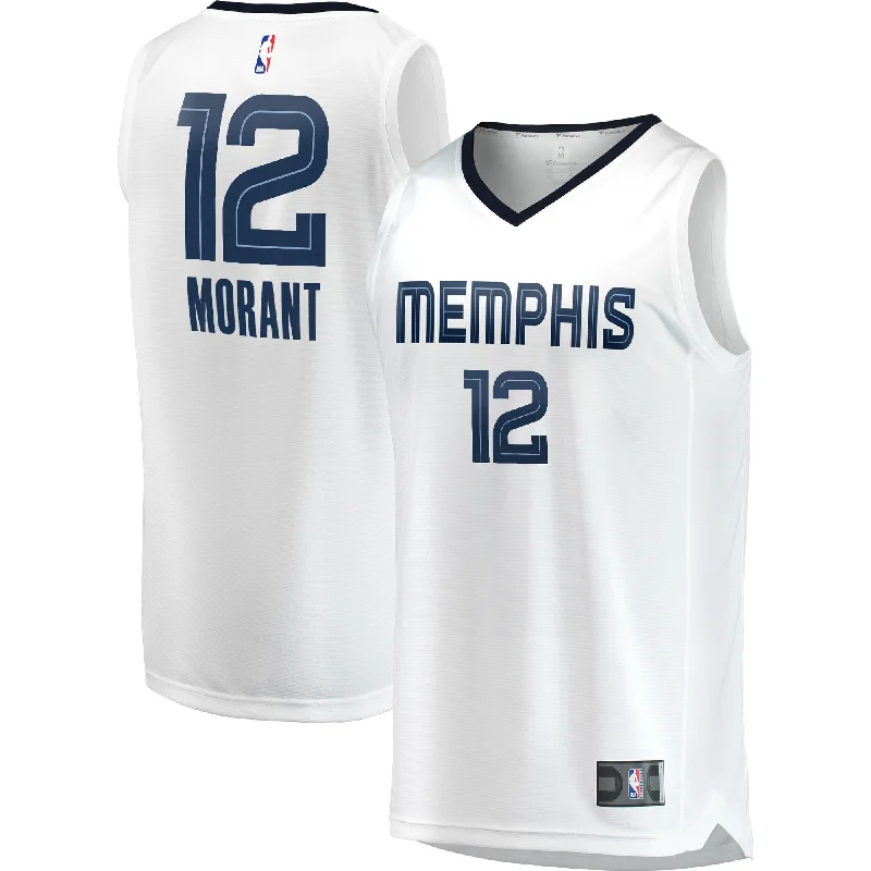 Basketball Jersey For Softball Fan Gear-Ja Morant Memphis Grizzlies Branded Fast Break Player Basketball Jersey - Association Edition - White