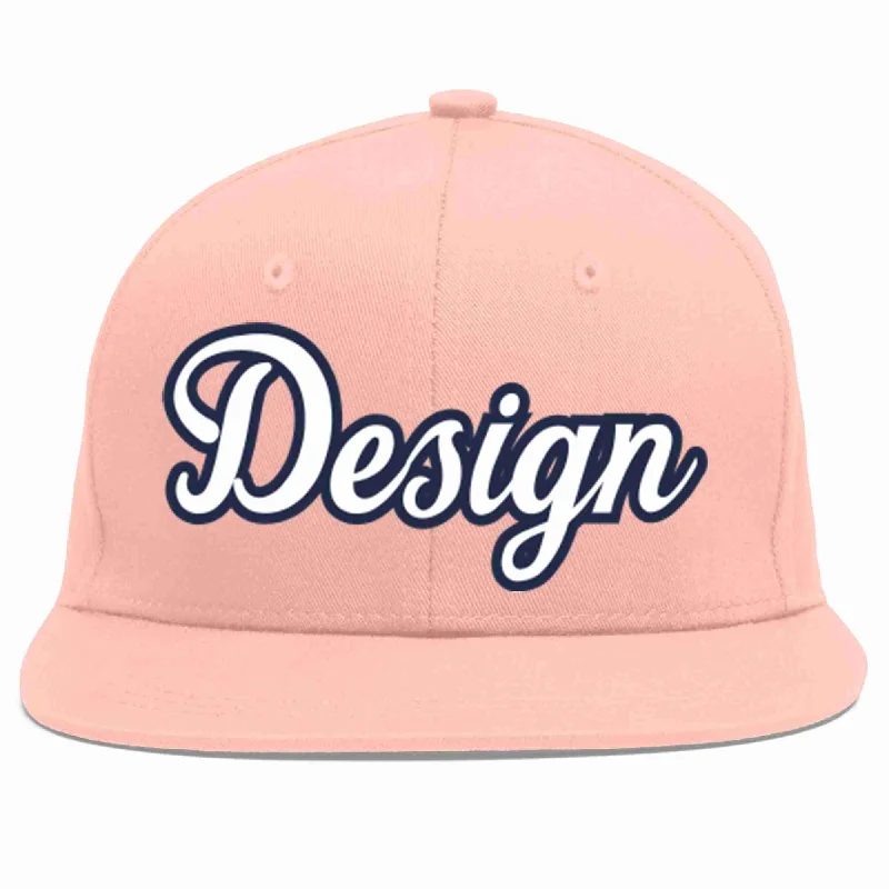 Baseball Cap For Summer Wear-Custom Pink White-Navy Flat Eaves Sport Baseball Cap Design for Men/Women/Youth