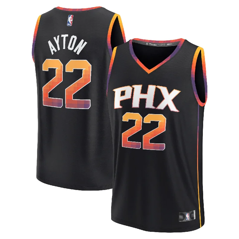 Basketball Jersey With Personalized Player Patches-Deandre Ayton Phoenix Suns Branded Fast Break Player Basketball Jersey - Statement Edition - Black