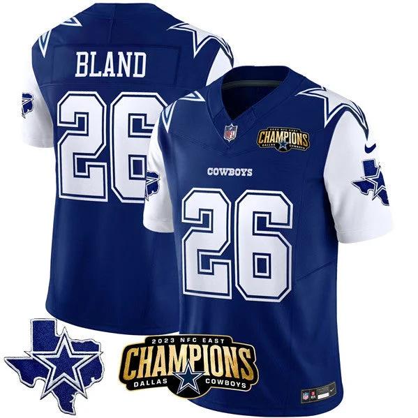 Football Jersey With Custom Player Numbers-Men's Dallas Cowboys #26 DaRon Bland Blue/White 2023 F.U.S.E. NFC East Champions Patch Football Stitched Jersey