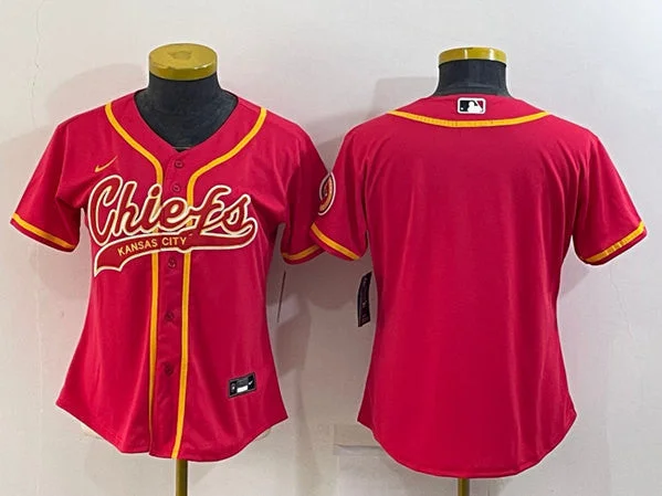 Baseball Jersey For Sale-Women's Kansas City Chiefs Blank Red With Patch Cool Base Stitched Baseball Jersey(Run Small)