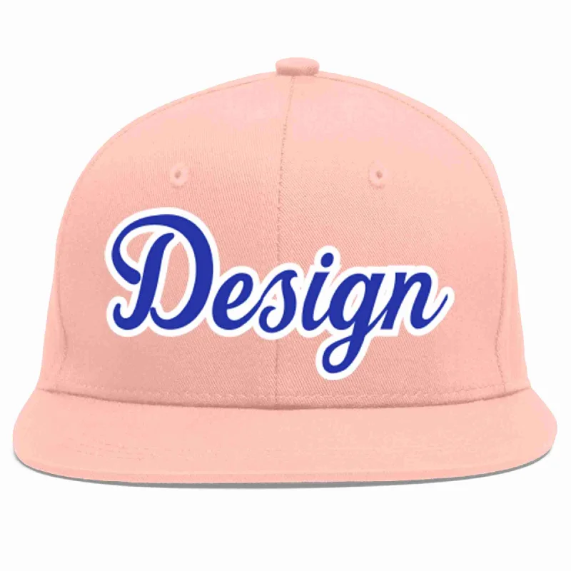 Baseball Cap With Personalized Design-Custom Pink Royal-White Flat Eaves Sport Baseball Cap Design for Men/Women/Youth