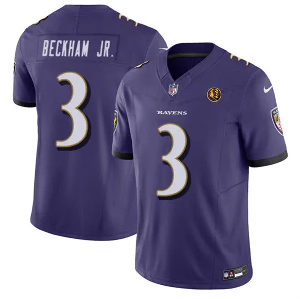 Football Jersey For Personalized Custom Team Orders-Men's Baltimore Ravens #3 Odell Beckham Jr. Purple 2023 F.U.S.E. With John Madden Patch Vapor Limited Football Stitched Jersey