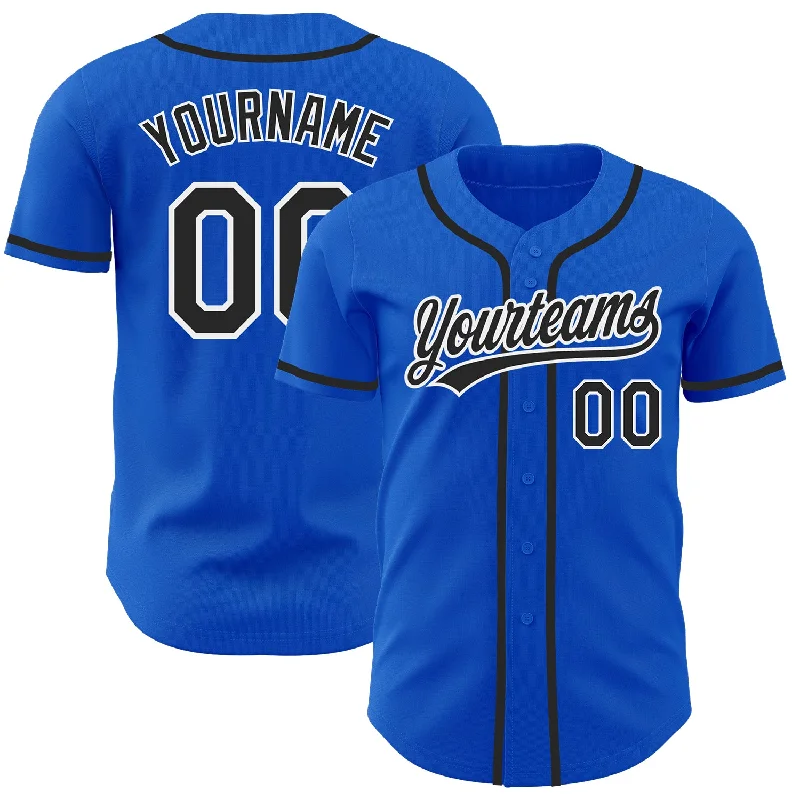 Baseball Jersey With Custom Player Design-Custom Thunder Blue Black-White Authentic Baseball Jersey