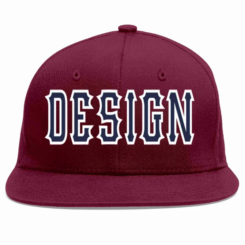 Baseball Cap For Special Edition Orders-Custom Crimson Navy-White Flat Eaves Sport Baseball Cap Design for Men/Women/Youth