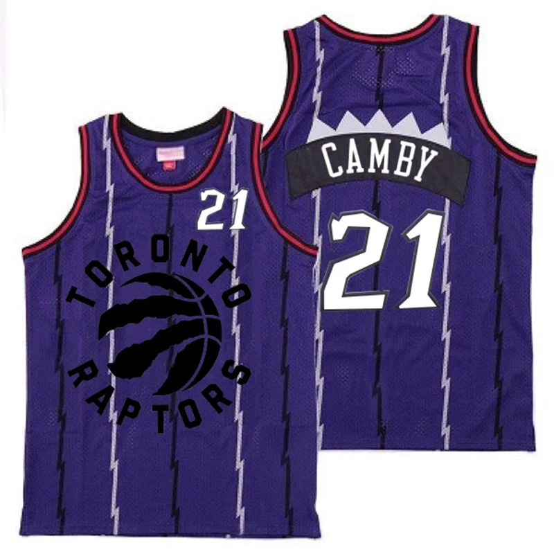 Basketball Jersey For Custom Player Awards-Raptors 21 Marcus Camby Purple Retro Basketball Jersey