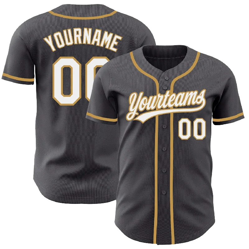 Baseball Jersey For Group Custom Fan Orders-Custom Steel Gray White-Old Gold Authentic Baseball Jersey