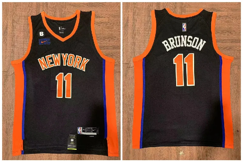 Basketball Jersey For Team Spirit Merchandise-Knicks 11 Jalen Brunson Black City Edition Swingman Basketball Jersey