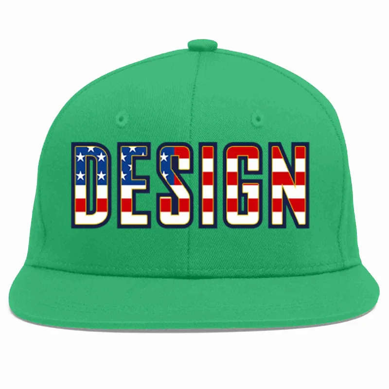 Baseball Cap For Tournament Teams-Custom Teal Vintage USA Flag-Gold Flat Eaves Sport Baseball Cap