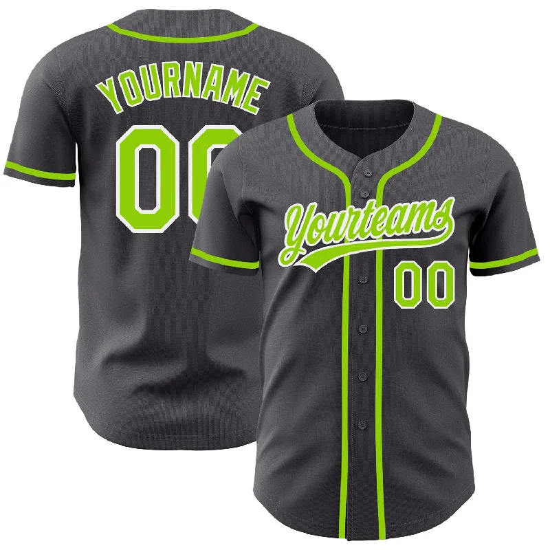 Baseball Jersey For College Merchandise Sales-Custom Steel Gray Neon Green-White Authentic Baseball Jersey