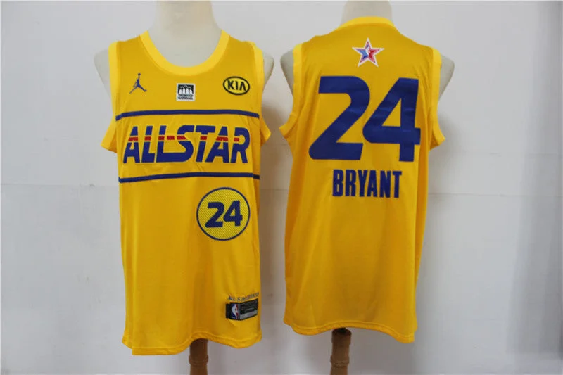 Basketball Jersey For High-Quality Team Merchandise-Lakers 24 Kobe Bryant Yellow 2021 All-Star Jordan Brand Swingman Basketball Jersey