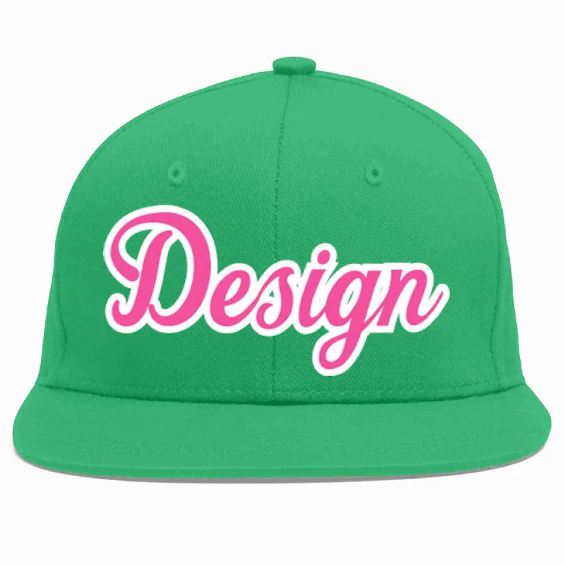 Baseball Cap For Custom Order Fan Gear-Custom Teal Pink-White Flat Eaves Sport Baseball Cap