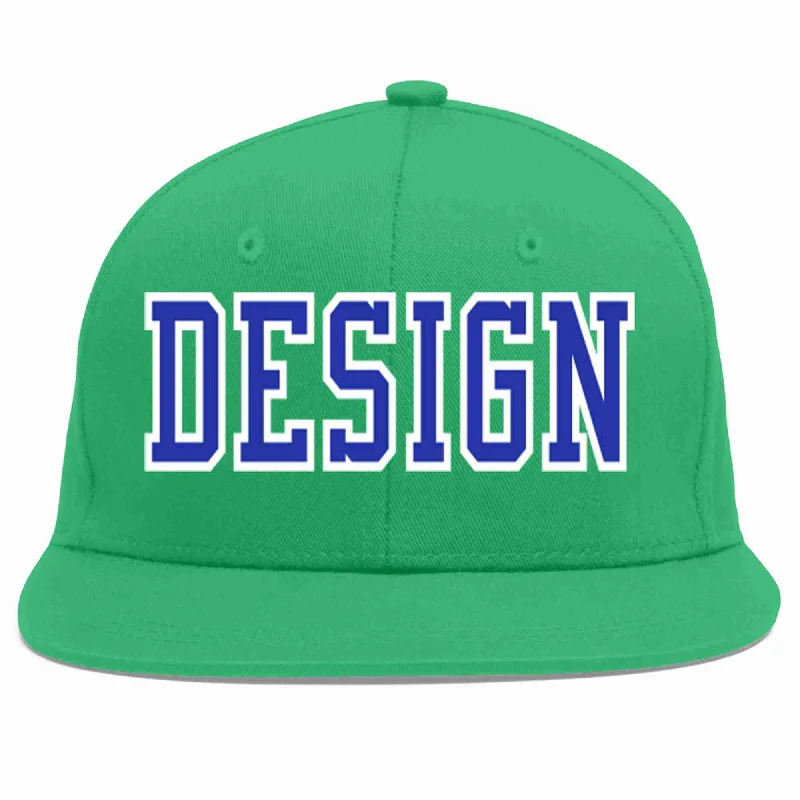 Baseball Cap For Limited Edition Merchandise-Custom Teal Royal-White Flat Eaves Sport Baseball Cap