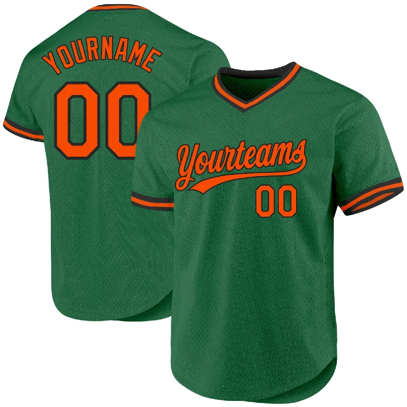 Baseball Jersey For High School Fan Merchandise-Custom Kelly Green Orange-Black Authentic Throwback Baseball Jersey