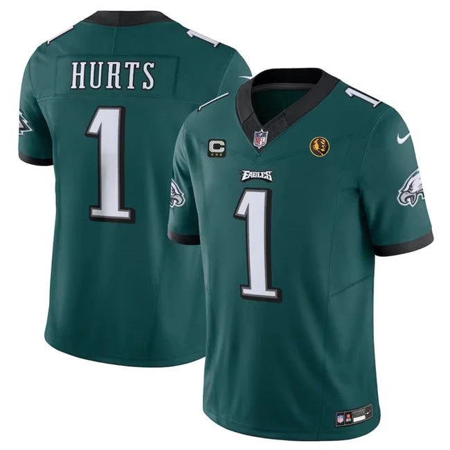 Football Jersey For Sports Fans-Men's Philadelphia Eagles #1 Jalen Hurts Green 2023 F.U.S.E. With 3-star C Patch And John Madden Patch Vapor Limited Football Stitched Jersey