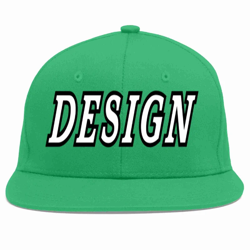 Baseball Cap For Custom Apparel Printing-Custom Teal White-Black Flat Eaves Sport Baseball Cap