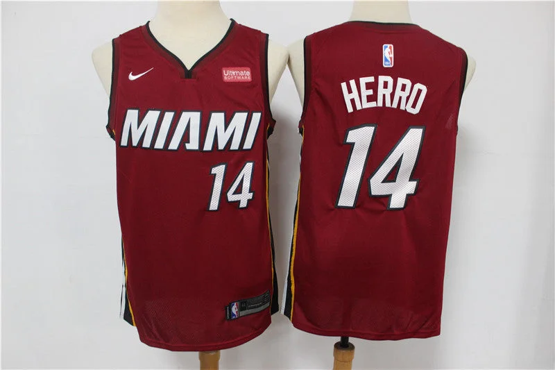 Basketball Jersey For Event And Tournament Gear-Heat 14 Tyler Herro Red Swingman Basketball Jersey