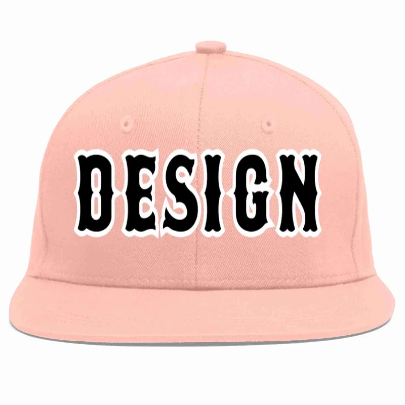 Baseball Cap With Custom Team Graphics-Custom Pink Black-White Flat Eaves Sport Baseball Cap Design for Men/Women/Youth