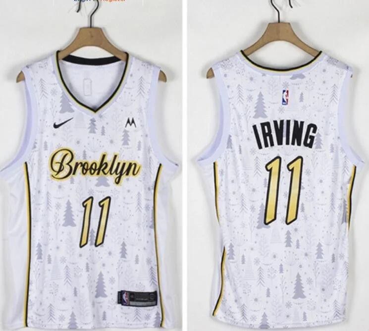 Basketball Jersey For Personalized Team Merchandise-Nets 11 Kyrie Irving White Christmas Edition Swingman Basketball Jersey