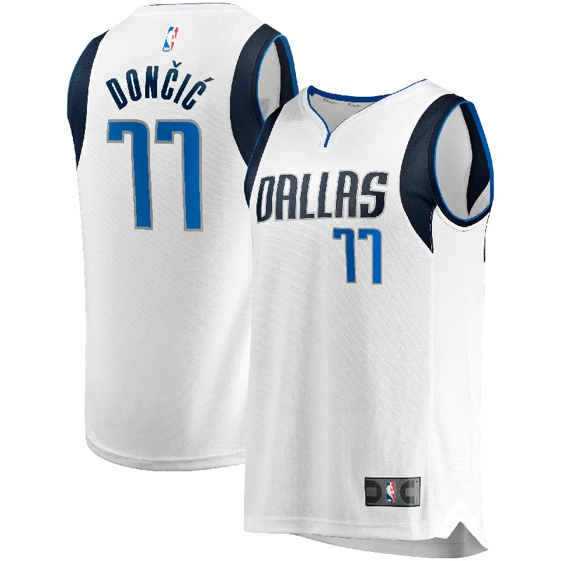 Basketball Jersey For Professional Fan Gear Customization-Luka Doncic Dallas Mavericks Branded Fast Break Player Basketball Jersey - Association Edition - White