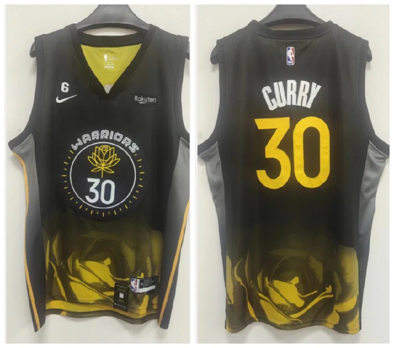 Basketball Jersey For Kids-Warriors 30 Stephen Curry Black 2022-23 City Edition Swingman Basketball Jersey