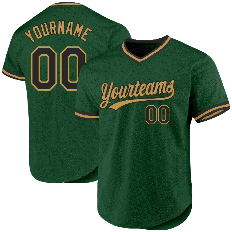 Baseball Jersey For Fundraising Events-Custom Green Black-Old Gold Authentic Throwback Baseball Jersey