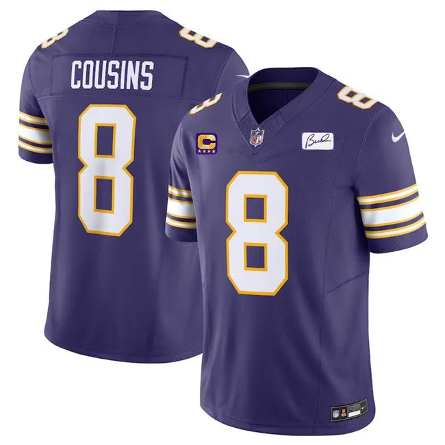 Football Jersey For Player Recognition-Men's Minnesota Vikings #8 Kirk Cousins Purple 2023 F.U.S.E. F.U.S.E. Bud Grant patch With 4-Star C Patch Vapor Untouchable Limited Football Stitched Jersey