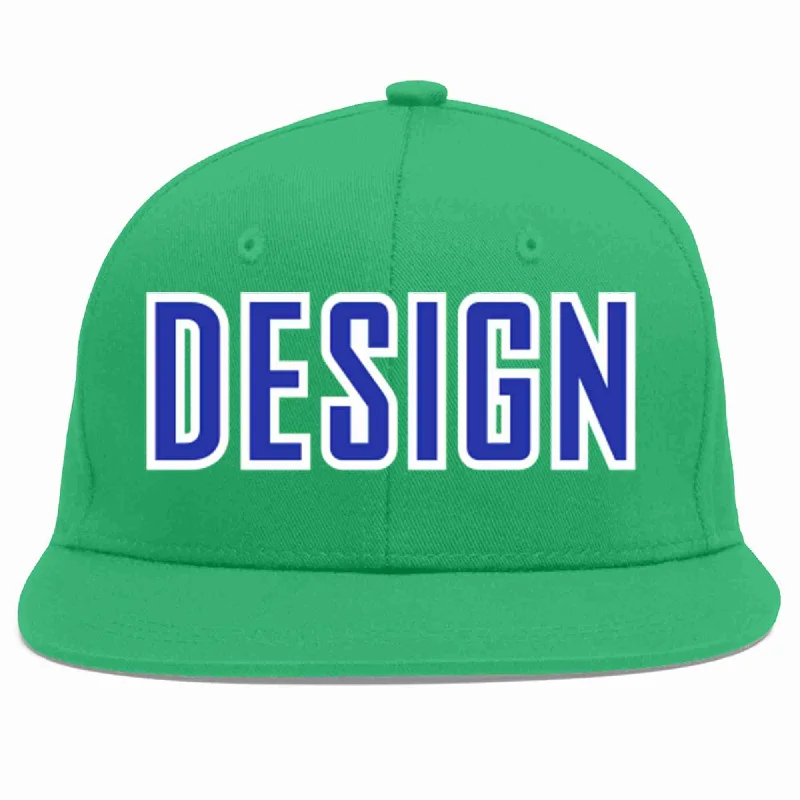 Baseball Cap For Special Event Customization-Custom Teal Royal-White Flat Eaves Sport Baseball Cap