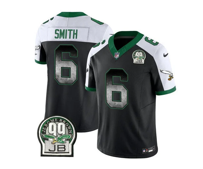 Football Jersey For Fan Apparel Customization-Men's Philadelphia Eagles #6 DeVonta Smith Black/White 2023 F.U.S.E. Throwback Vapor Untouchable Limited Football Stitched Jersey