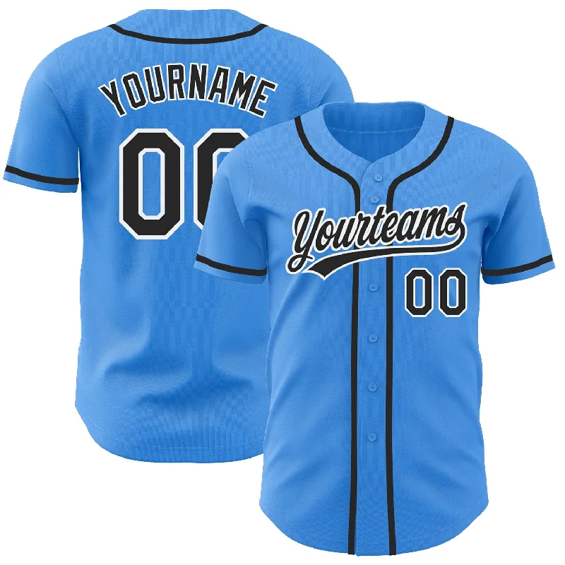 Baseball Jersey For Custom Team Orders And Gifts-Custom Electric Blue Black-White Authentic Baseball Jersey