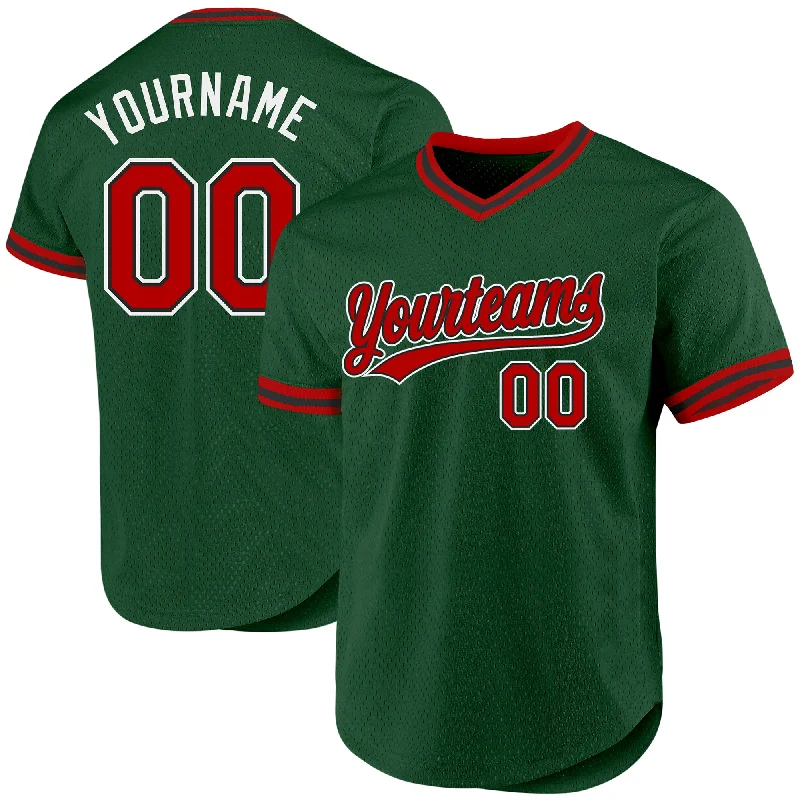 Baseball Jersey For Team Fundraising-Custom Green Red-Black Authentic Throwback Baseball Jersey