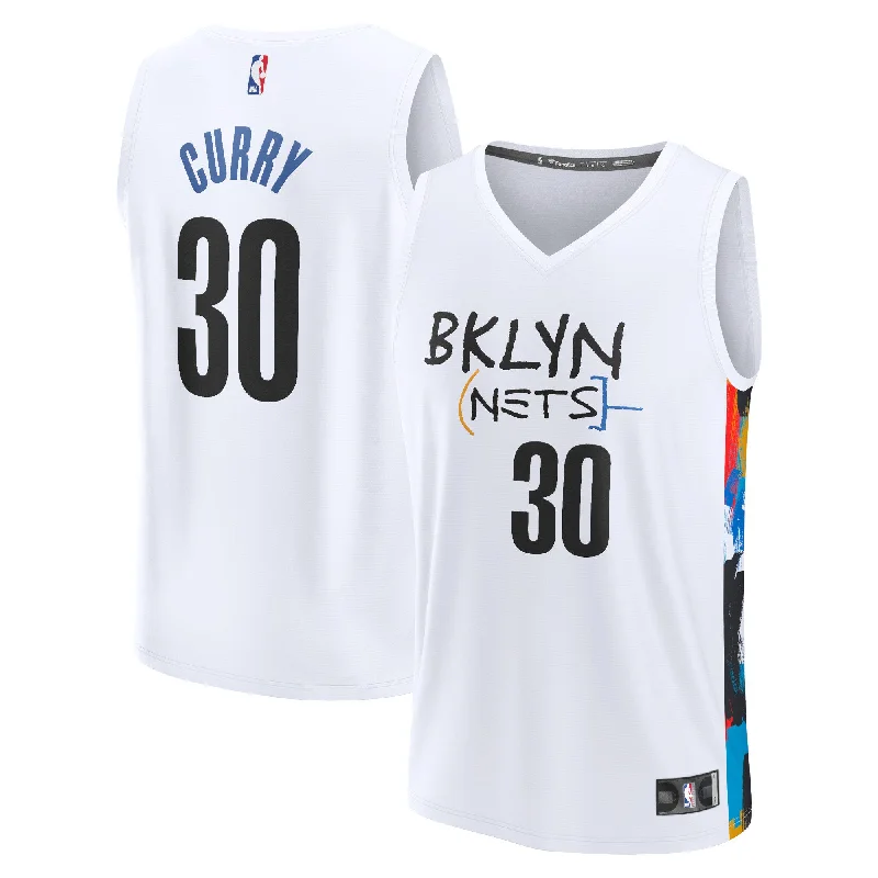 Custom Basketball Jersey-Seth Curry Brooklyn Nets Branded Fastbreak Basketball Jersey - City Edition - White