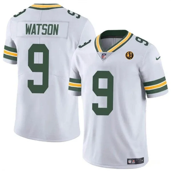 Football Jersey For Custom School Spirit Gear-Men's Green Bay Packers #9 Christian Watson White With John Madden Patch Vapor Limited Throwback Football Stitched Jersey