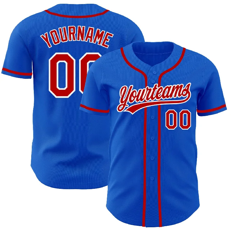 Baseball Jersey For College Teams-Custom Thunder Blue Red-White Authentic Baseball Jersey