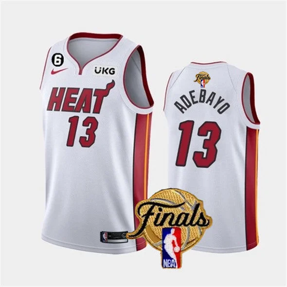 Basketball Jersey For Personalized Fan Gear-Heat 13 Bam Adebayo White 2023 Finals NO.6 Patch Swingman Basketball Jersey