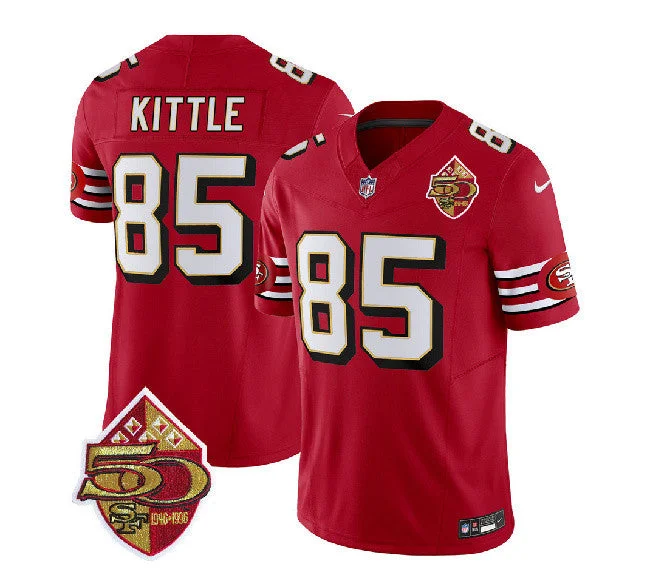 Football Jersey For Custom Fan Clothing-Men's San Francisco 49ers #85 George Kittle Red 2023 F.U.S.E. 50th Patch Throwback Football Stitched Jersey