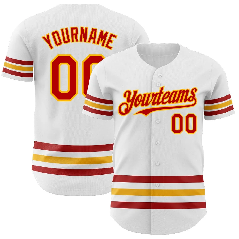 Baseball Jersey For Special Edition Orders-Custom White Red-Gold Line Authentic Baseball Jersey