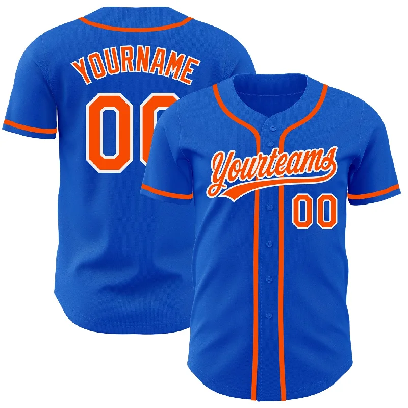 Baseball Jersey For League Orders-Custom Thunder Blue Orange-White Authentic Baseball Jersey