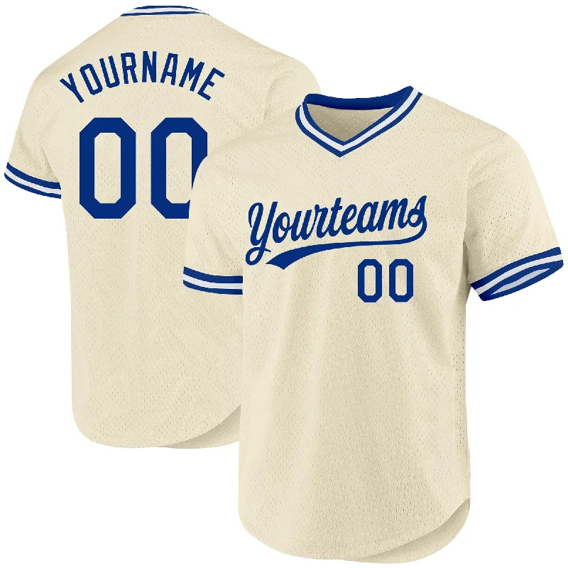 Baseball Jersey For School Fundraisers-Custom Cream Royal-White Authentic Throwback Baseball Jersey