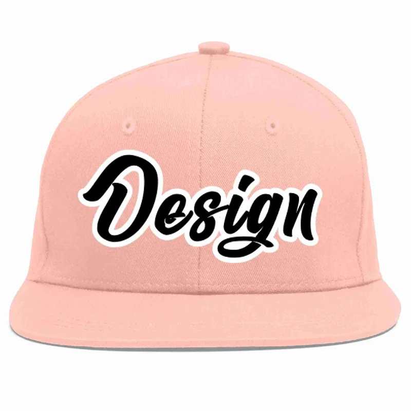 Baseball Cap For High-Quality Materials-Custom Pink Black-White Flat Eaves Sport Baseball Cap Design for Men/Women/Youth